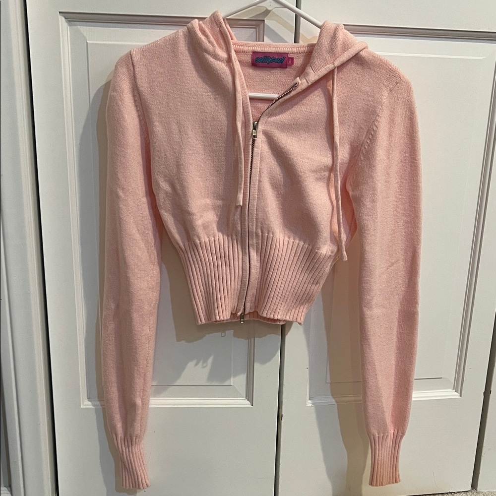 Edikted pink cropped knit jacket